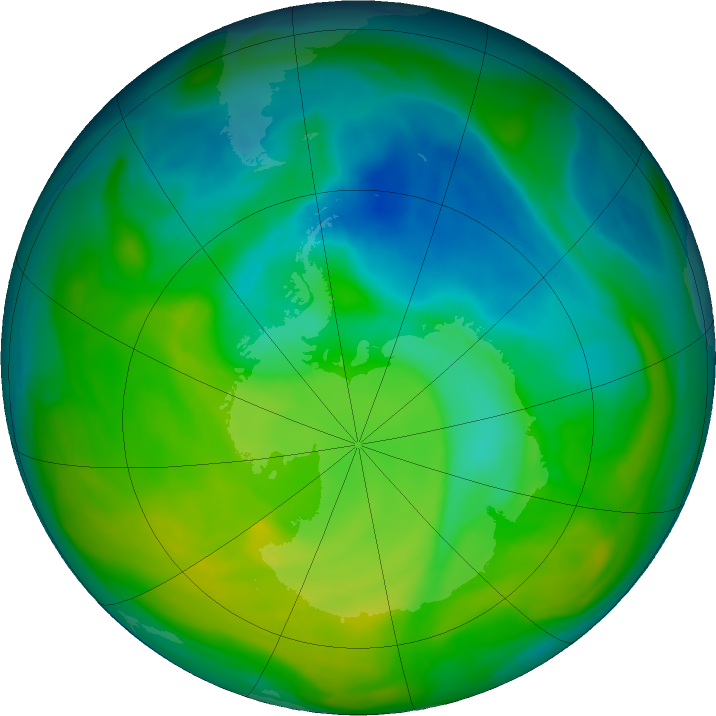 Antarctic ozone map for 21 November 2016